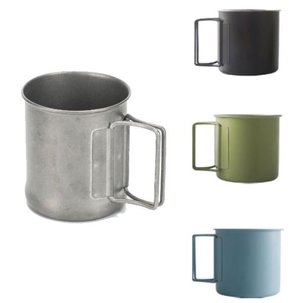 10oz Outdoor Stainless Steel Mug With Folding Handle
