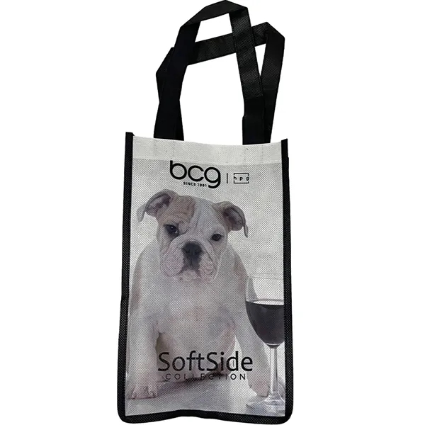 Laminated 2 Bottle Wine Tote Carrier Bag