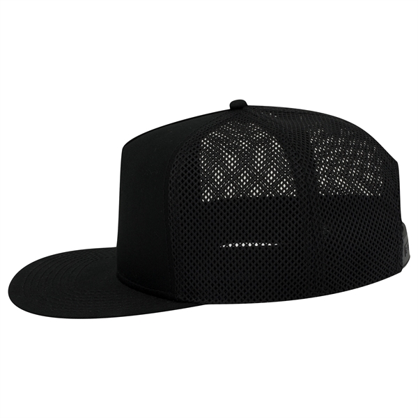 Square Visor/Mesh Back "SNAP" 5 Panel Snapback Hat - Square Visor/Mesh Back "SNAP" 5 Panel Snapback Hat - Image 5 of 6