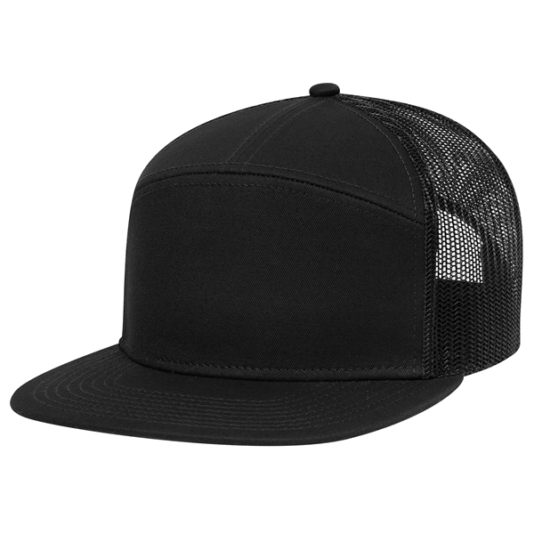 7 Panel Mesh Back Trucker Snapback Hat - 7 Panel Mesh Back Trucker Snapback Hat - Image 3 of 25