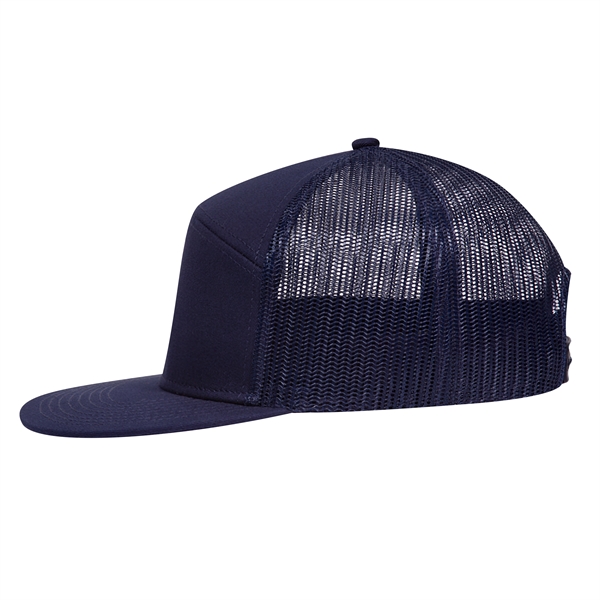 7 Panel Mesh Back Trucker Snapback Hat - 7 Panel Mesh Back Trucker Snapback Hat - Image 11 of 25