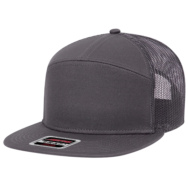 7 Panel Mesh Back Trucker Snapback Hat - 7 Panel Mesh Back Trucker Snapback Hat - Image 15 of 25