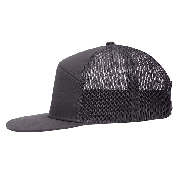 7 Panel Mesh Back Trucker Snapback Hat - 7 Panel Mesh Back Trucker Snapback Hat - Image 18 of 25