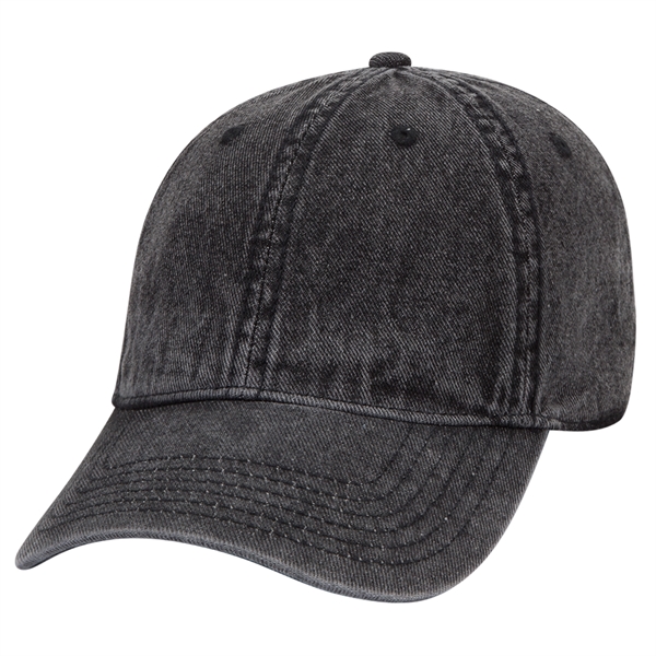 6 Panel Low Profile Snow Washed Denim Baseball Cap - 6 Panel Low Profile Snow Washed Denim Baseball Cap - Image 4 of 12