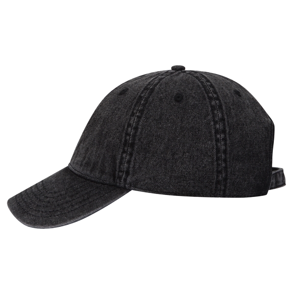 6 Panel Low Profile Snow Washed Denim Baseball Cap - 6 Panel Low Profile Snow Washed Denim Baseball Cap - Image 5 of 12