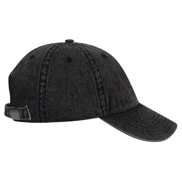 6 Panel Low Profile Snow Washed Denim Baseball Cap - 6 Panel Low Profile Snow Washed Denim Baseball Cap - Image 6 of 12