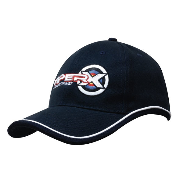 Brushed Heavy Cotton Cap with Piping on Peak & Crown - Brushed Heavy Cotton Cap with Piping on Peak & Crown - Image 0 of 0