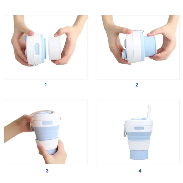 15OZ Collapsible Silicone cup w/ Drinking Straw - 15OZ Collapsible Silicone cup w/ Drinking Straw - Image 1 of 2