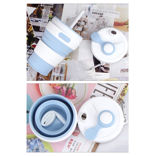 15OZ Collapsible Silicone cup w/ Drinking Straw - 15OZ Collapsible Silicone cup w/ Drinking Straw - Image 2 of 2