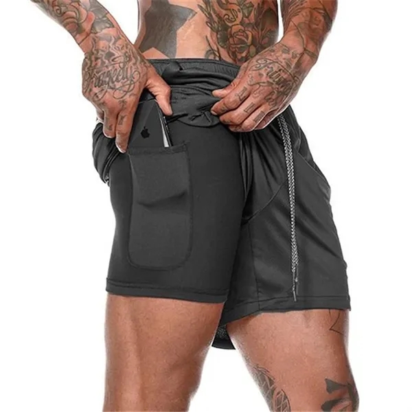 Men's Double Layer Sports Shorts - Men's Double Layer Sports Shorts - Image 1 of 8