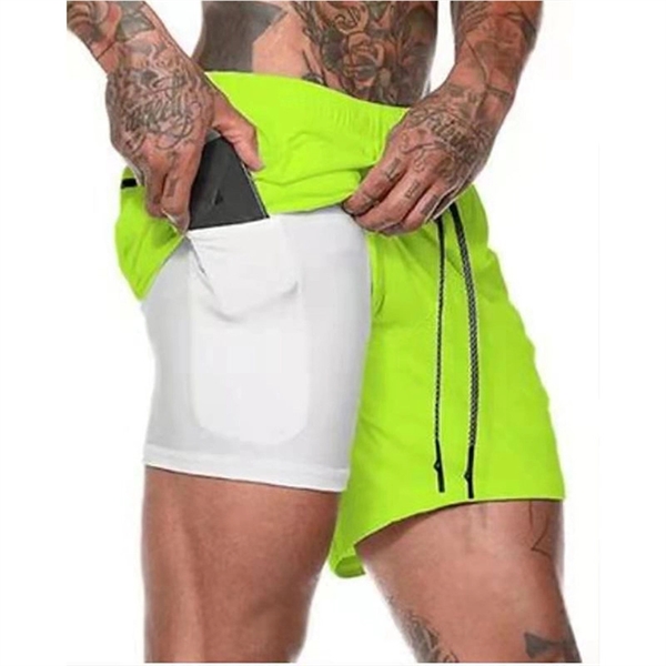 Men's Double Layer Sports Shorts - Men's Double Layer Sports Shorts - Image 5 of 8