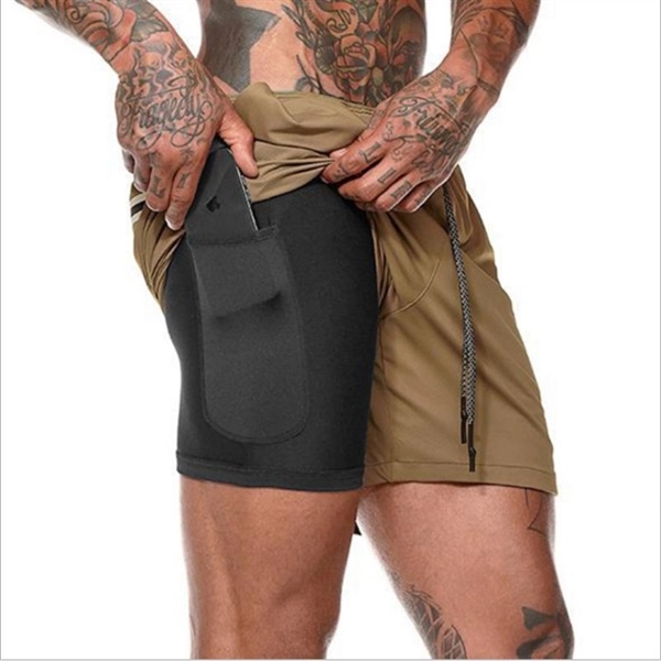 Men's Double Layer Sports Shorts - Men's Double Layer Sports Shorts - Image 6 of 8