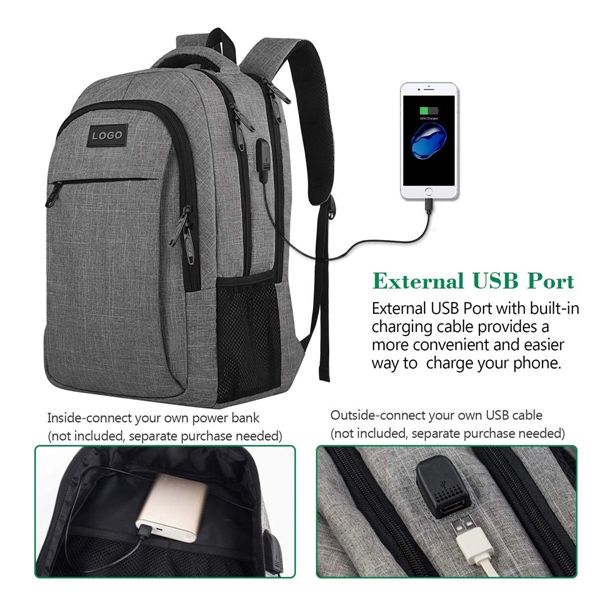 Large Travel Laptop Backpack with USB Charging Port - Large Travel Laptop Backpack with USB Charging Port - Image 2 of 3
