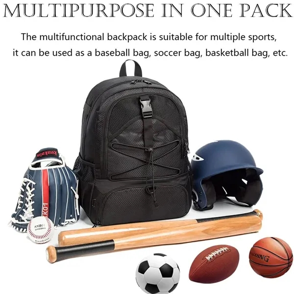 Baseball Softball Bag Sports Backpack - Baseball Softball Bag Sports Backpack - Image 5 of 6