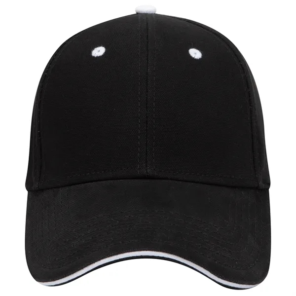 Brushed Cotton Canvas Sandwich Visor 6 Panel Baseball Cap - Brushed Cotton Canvas Sandwich Visor 6 Panel Baseball Cap - Image 2 of 5