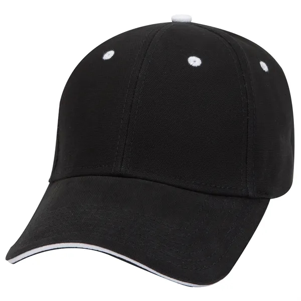 Brushed Cotton Canvas Sandwich Visor 6 Panel Baseball Cap - Brushed Cotton Canvas Sandwich Visor 6 Panel Baseball Cap - Image 1 of 5