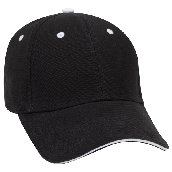 Brushed Cotton Canvas Sandwich Visor 6 Panel Baseball Cap - Brushed Cotton Canvas Sandwich Visor 6 Panel Baseball Cap - Image 0 of 5