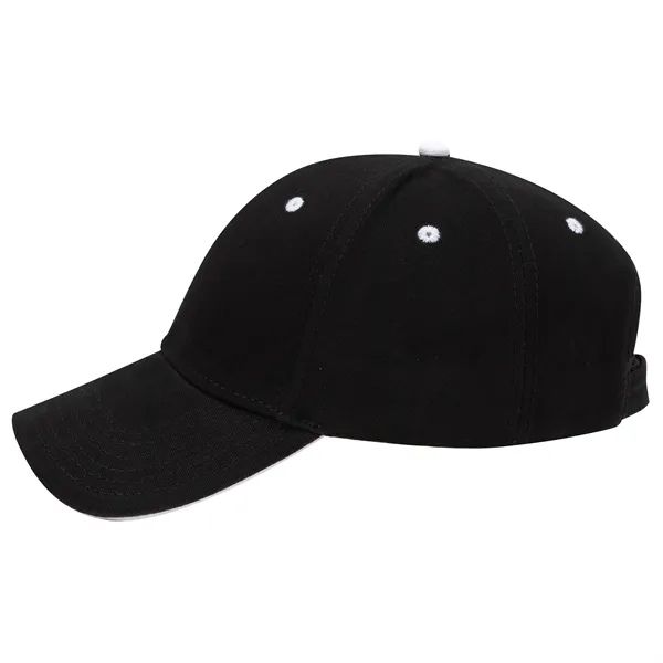 Brushed Cotton Canvas Sandwich Visor 6 Panel Baseball Cap - Brushed Cotton Canvas Sandwich Visor 6 Panel Baseball Cap - Image 4 of 5