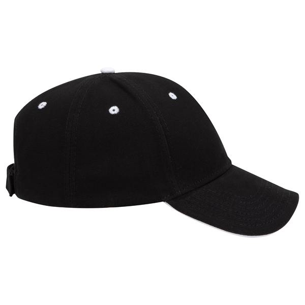 Brushed Cotton Canvas Sandwich Visor 6 Panel Baseball Cap - Brushed Cotton Canvas Sandwich Visor 6 Panel Baseball Cap - Image 5 of 5