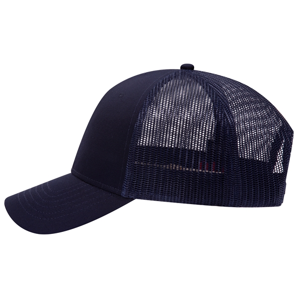 Cotton Blend Twill 6 Panel Mid Profile Mesh Back Trucker Hat - Cotton Blend Twill 6 Panel Mid Profile Mesh Back Trucker Hat - Image 23 of 52