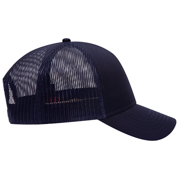 Cotton Blend Twill 6 Panel Mid Profile Mesh Back Trucker Hat - Cotton Blend Twill 6 Panel Mid Profile Mesh Back Trucker Hat - Image 24 of 52