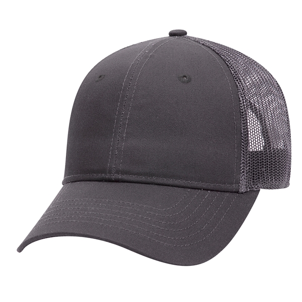 Cotton Blend Twill 6 Panel Mid Profile Mesh Back Trucker Hat - Cotton Blend Twill 6 Panel Mid Profile Mesh Back Trucker Hat - Image 44 of 52