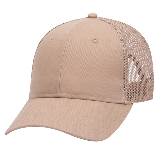 Cotton Blend Twill 6 Panel Mid Profile Mesh Back Trucker Hat - Cotton Blend Twill 6 Panel Mid Profile Mesh Back Trucker Hat - Image 50 of 52