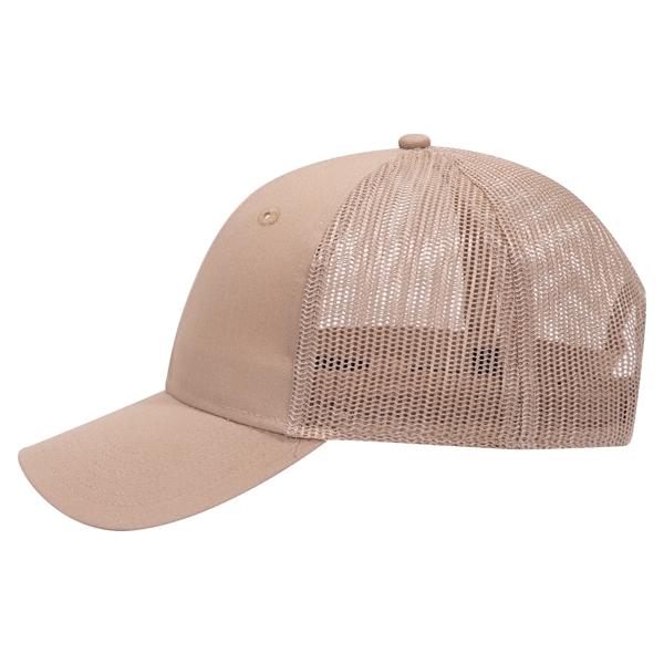 Cotton Blend Twill 6 Panel Mid Profile Mesh Back Trucker Hat - Cotton Blend Twill 6 Panel Mid Profile Mesh Back Trucker Hat - Image 51 of 52