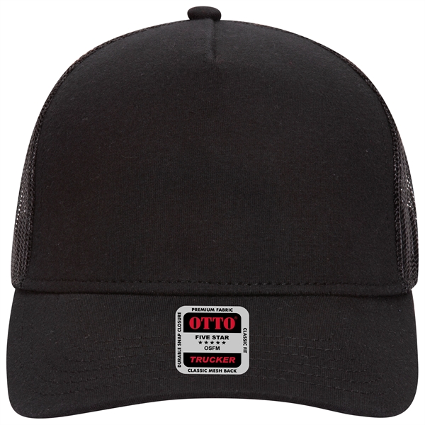 Comfy Cotton Jersey Knit 5 Panel Mid Profile Trucker Hat - Comfy Cotton Jersey Knit 5 Panel Mid Profile Trucker Hat - Image 3 of 14