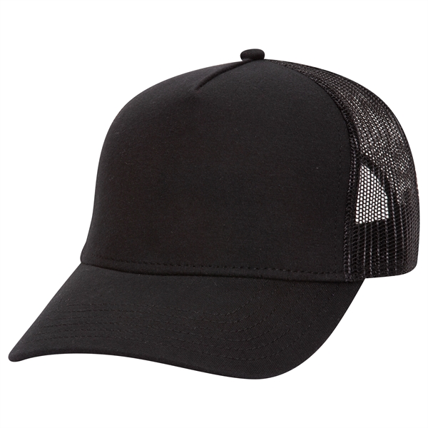 Comfy Cotton Jersey Knit 5 Panel Mid Profile Trucker Hat - Comfy Cotton Jersey Knit 5 Panel Mid Profile Trucker Hat - Image 4 of 14