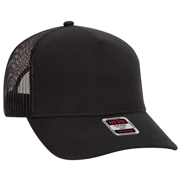 Comfy Cotton Jersey Knit 5 Panel Mid Profile Trucker Hat - Comfy Cotton Jersey Knit 5 Panel Mid Profile Trucker Hat - Image 1 of 14