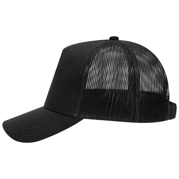 Comfy Cotton Jersey Knit 5 Panel Mid Profile Trucker Hat - Comfy Cotton Jersey Knit 5 Panel Mid Profile Trucker Hat - Image 5 of 14