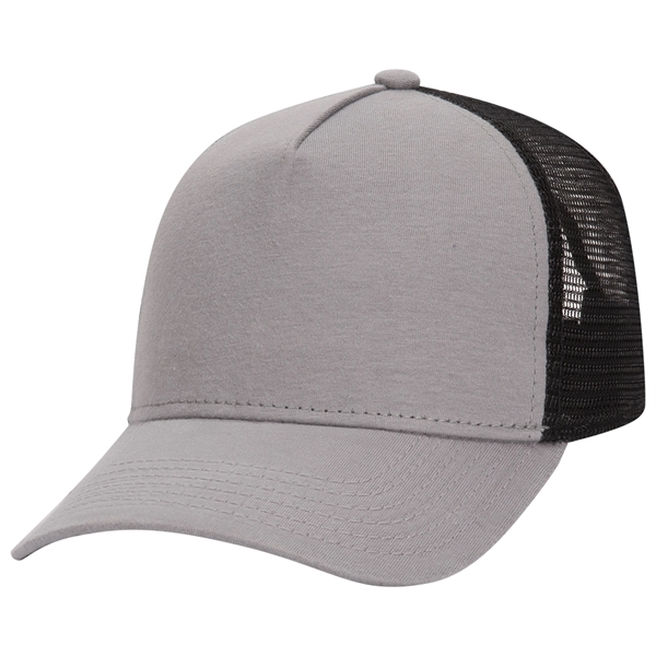 Comfy Cotton Jersey Knit 5 Panel Mid Profile Trucker Hat - Comfy Cotton Jersey Knit 5 Panel Mid Profile Trucker Hat - Image 12 of 14