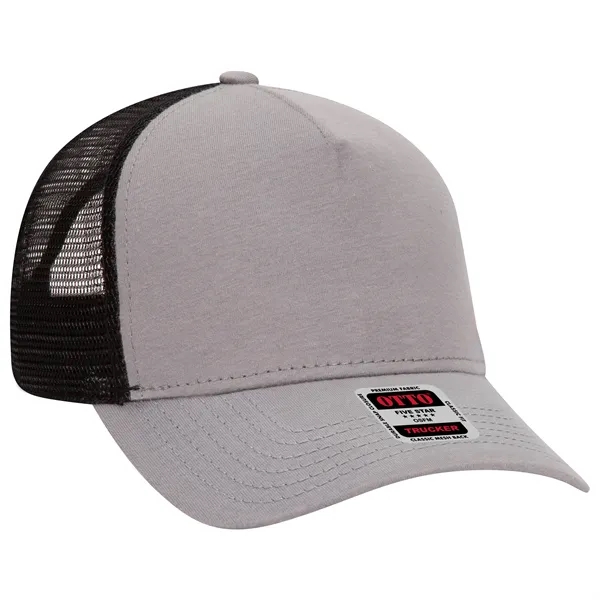 Comfy Cotton Jersey Knit 5 Panel Mid Profile Trucker Hat - Comfy Cotton Jersey Knit 5 Panel Mid Profile Trucker Hat - Image 7 of 14