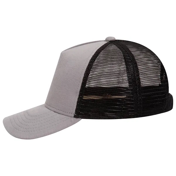 Comfy Cotton Jersey Knit 5 Panel Mid Profile Trucker Hat - Comfy Cotton Jersey Knit 5 Panel Mid Profile Trucker Hat - Image 13 of 14