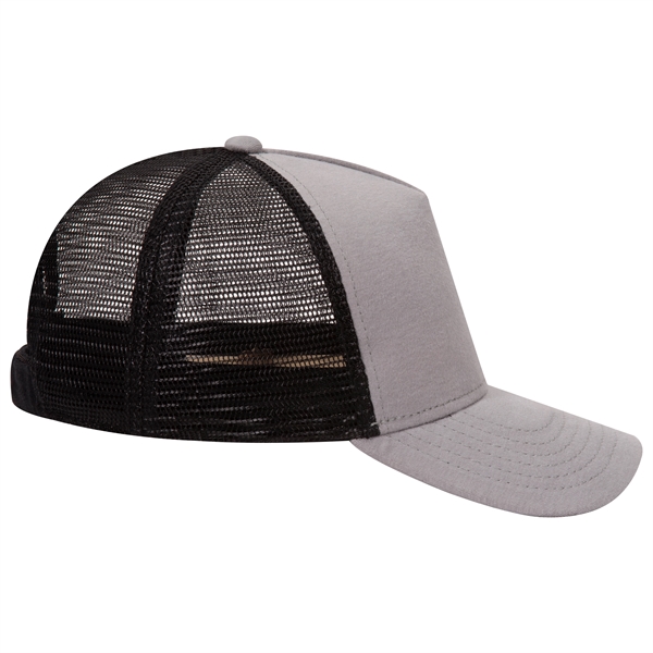 Comfy Cotton Jersey Knit 5 Panel Mid Profile Trucker Hat - Comfy Cotton Jersey Knit 5 Panel Mid Profile Trucker Hat - Image 14 of 14