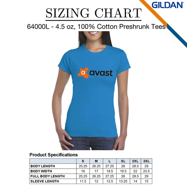 Gildan® 4.5 oz Cotton Preshrunk Ladies' Tees - Gildan® 4.5 oz Cotton Preshrunk Ladies' Tees - Image 2 of 5