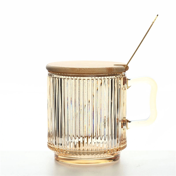 Iridescent Glass Coffee Mug with Lid - Iridescent Glass Coffee Mug with Lid - Image 0 of 4