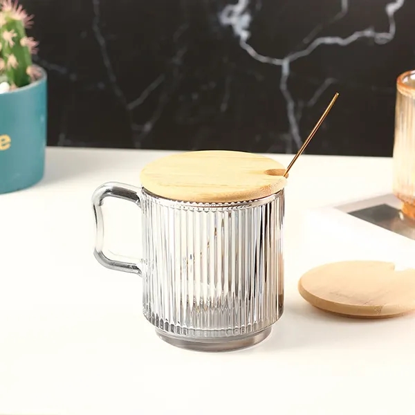 Iridescent Glass Coffee Mug with Lid - Iridescent Glass Coffee Mug with Lid - Image 1 of 4