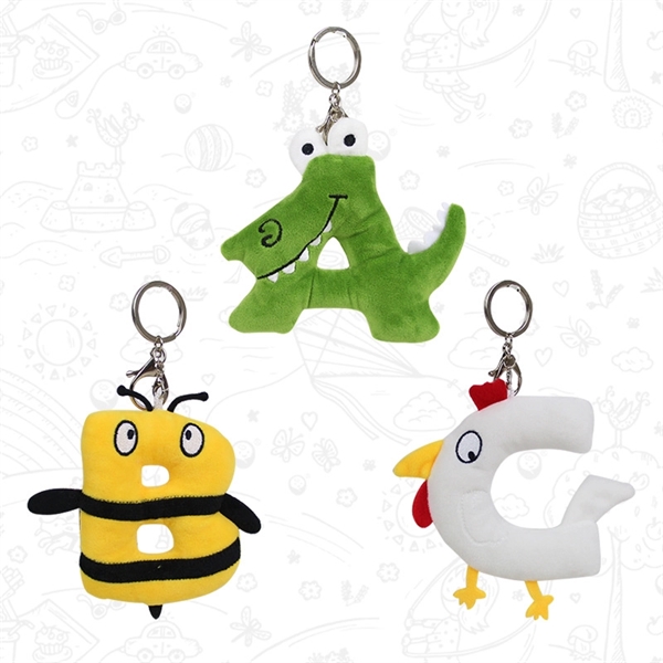 Letters Plush Animals Keychain - Letters Plush Animals Keychain - Image 1 of 7