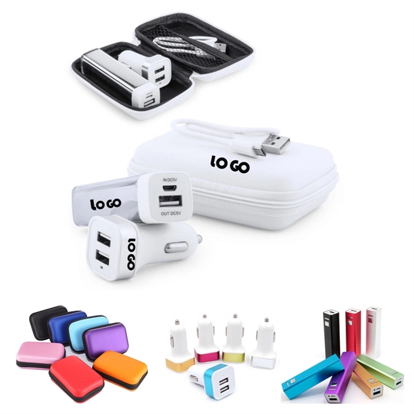 Car Adaptor Travel Charging Cable Kit Zipper Case - Car Adaptor Travel Charging Cable Kit Zipper Case - Image 0 of 3
