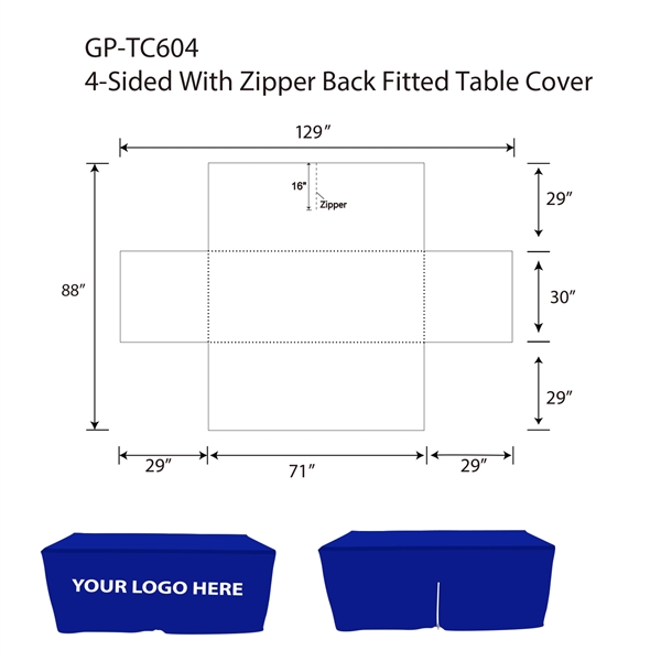 6' Closed-Back Zipper Fitted Table - 6' Closed-Back Zipper Fitted Table - Image 2 of 3