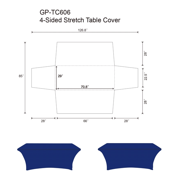 6' Closed-Back Stretch Table Cover - 6' Closed-Back Stretch Table Cover - Image 3 of 3