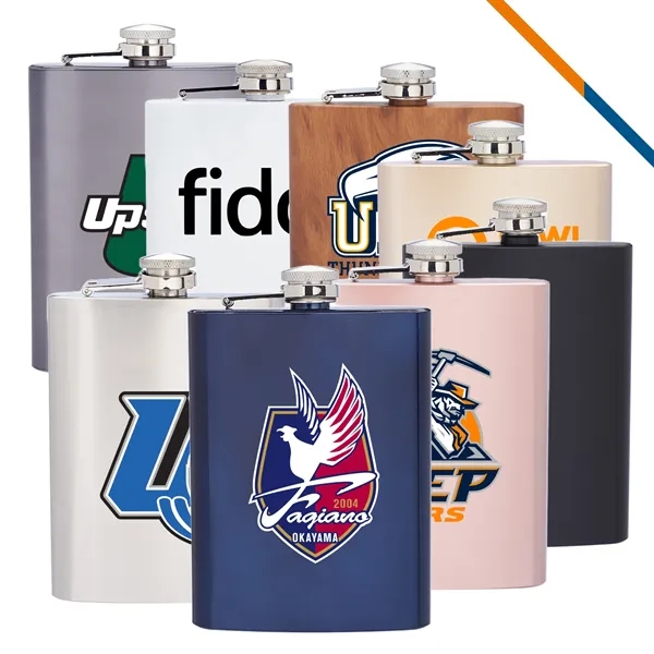 Aki Stainless Steel Hip Flask - 8 OZ. - Aki Stainless Steel Hip Flask - 8 OZ. - Image 0 of 8