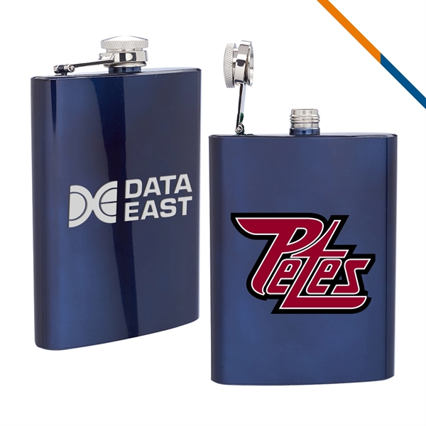 Aki Stainless Steel Hip Flask - 8 OZ. - Aki Stainless Steel Hip Flask - 8 OZ. - Image 1 of 8