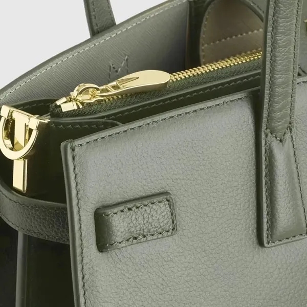 Italian Leather Small Triple Compartment Satchel - Italian Leather Small Triple Compartment Satchel - Image 5 of 13