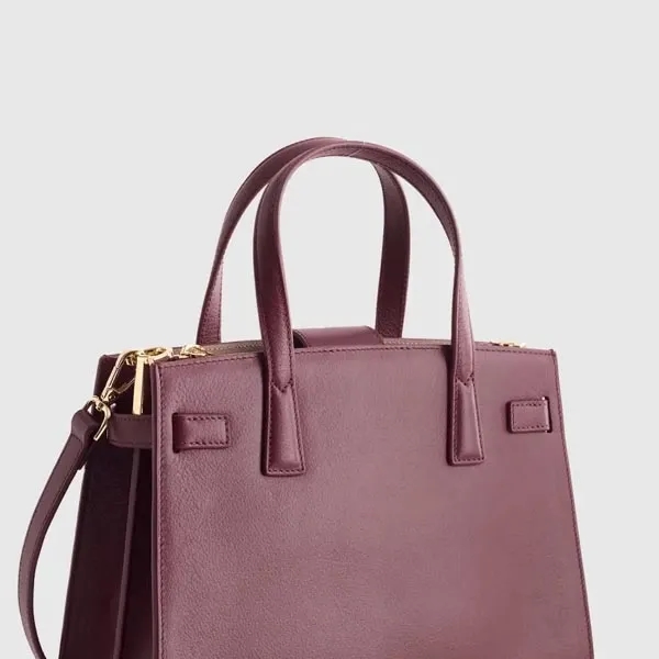 Italian Leather Small Triple Compartment Satchel - Italian Leather Small Triple Compartment Satchel - Image 11 of 13