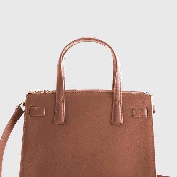 Italian Leather Small Triple Compartment Satchel - Italian Leather Small Triple Compartment Satchel - Image 2 of 13