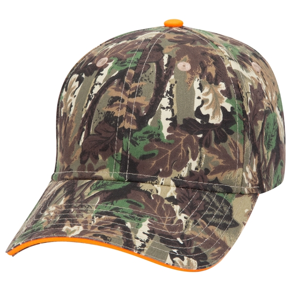 Camouflage Cotton Blend Twill Sandwich Visor 6 Panel Cap - Camouflage Cotton Blend Twill Sandwich Visor 6 Panel Cap - Image 5 of 23