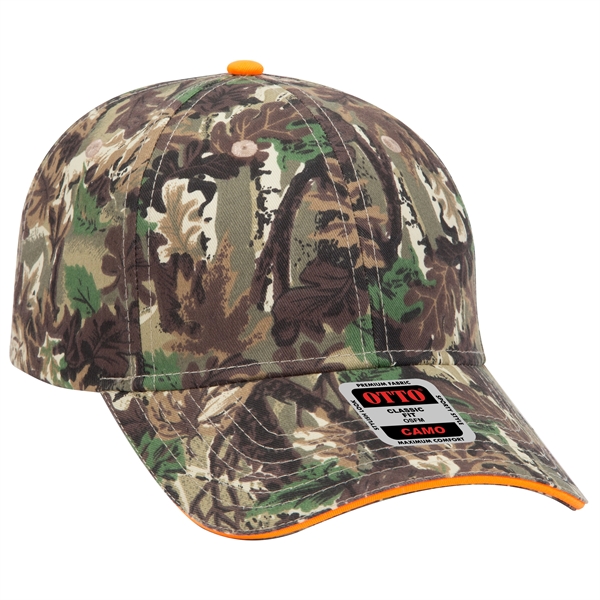 Camouflage Cotton Blend Twill Sandwich Visor 6 Panel Cap - Camouflage Cotton Blend Twill Sandwich Visor 6 Panel Cap - Image 1 of 23